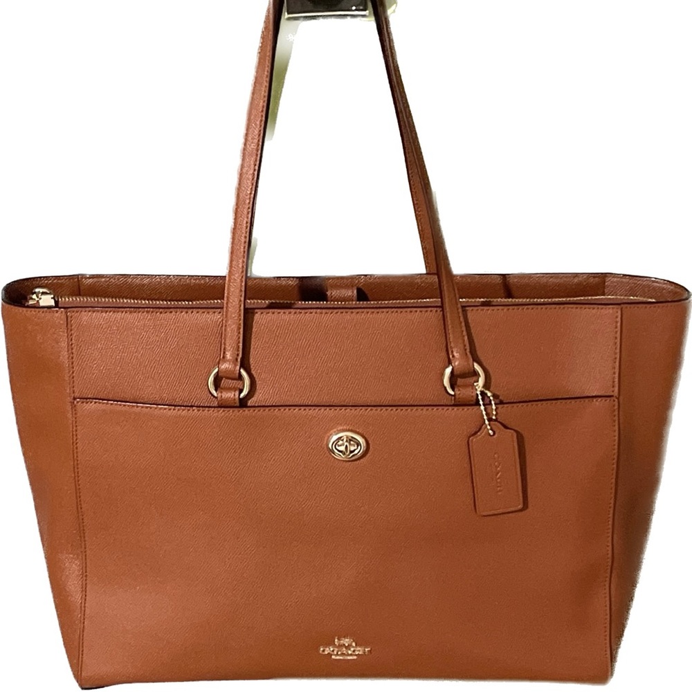 Coach Brown Leather Extra Large Folio Computer Tote Bag